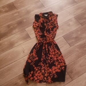 Floral Navy and Orange Women's Dress